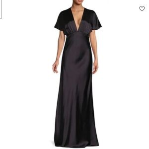 Renee C. Black Satin Gown With Empire Bodice